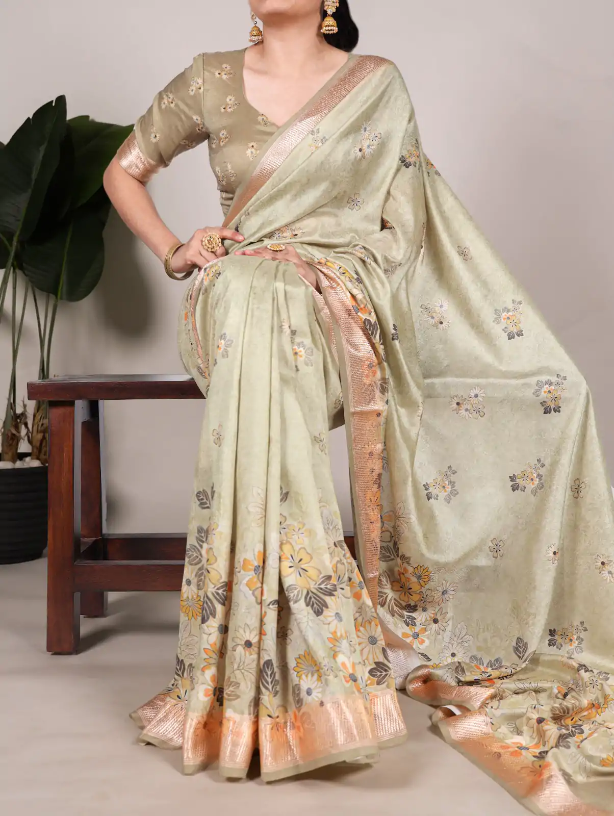 YNF 7019 Light Pista Color Tushar Silk With Viscose Border Printed Saree Casual, Wedding, Festive, Events . Expected Delivery  4-6 Working Days @1699/- only                                                                                                                                           | Bollywood Sarees, Creative Sarees, Designer Sarees, Embroidered Sarees, Ethnic Saree, Modern Digital sarees, Party Wear Sarees, Sarees
