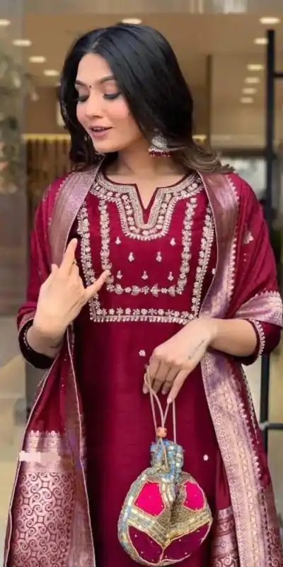 MF 749 Maroon Color Roman Silk Coding Work Salwar Suit Casual, Wedding, Party, Festive, Events Etc.4-6 Working Days@ 1699/-only | Jump Suits, Casual Suits, Creative suits, Designer Suits, Palazzo Suits, Party Wear Suits, Patiala Suits, Salwar suit, Straight Suits