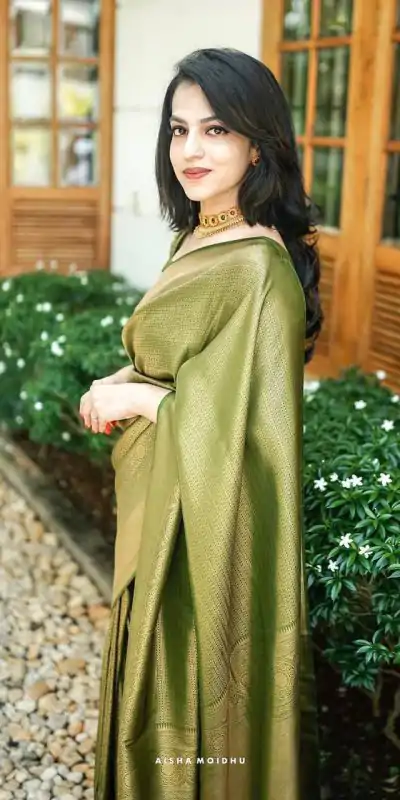 KP 4074 Mehndi Color Lichi Silk Jacquard Work On All Over Saree Casual, Wedding, Festive, Events . Expected Delivery  4-6 Working Days @1399/- only                                                                                                                                           | Bollywood Sarees, Creative Sarees, Designer Sarees, Embroidered Sarees, Ethnic Saree, Modern Digital sarees, Party Wear Sarees, Sarees