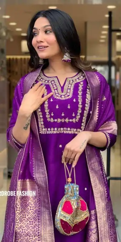 MF 749 Purple Color Roman Silk Coding Work Salwar Suit Casual, Wedding, Party, Festive, Events Etc.4-6 Working Days@ 1699/-only | Jump Suits, Casual Suits, Creative suits, Designer Suits, Palazzo Suits, Party Wear Suits, Patiala Suits, Salwar suit, Straight Suits
