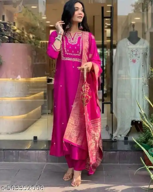 MF 749 Rani pink Color Roman Silk Coding Work Salwar Suit Casual, Wedding, Party, Festive, Events Etc.4-6 Working Days@ 1699/-only | Jump Suits, Casual Suits, Creative suits, Designer Suits, Palazzo Suits, Party Wear Suits, Patiala Suits, Salwar suit, Straight Suits