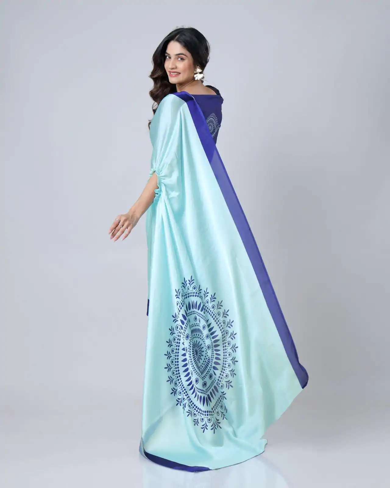 ST 1102B Sky Blue Color Japan Satin Digital Print Work Saree Casual, Wedding, Festive, Events . Expected Delivery  4-6 Working Days @1849/- only      | Bollywood Sarees, Creative Sarees, Designer Sarees, Embroidered Sarees, Ethnic Saree, Modern Digital sarees, Party Wear Sarees, Sarees