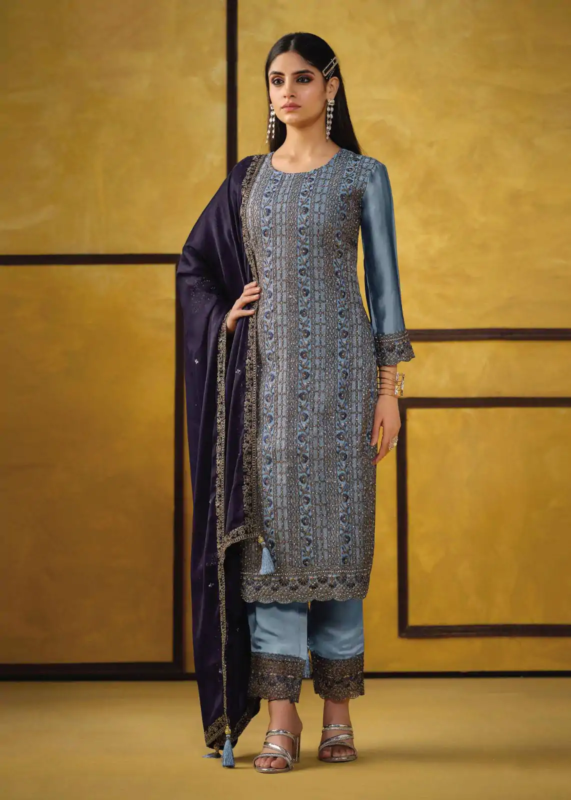 FC 5421 Sky Blue Color Rangoli Coding Sequence Work Salwar Suit Casual, Wedding, Party, Festive, Events Etc.4-6 Working Days@ 2749/-only | Jump Suits, Casual Suits, Creative suits, Designer Suits, Palazzo Suits, Party Wear Suits, Patiala Suits, Salwar suit, Straight Suits