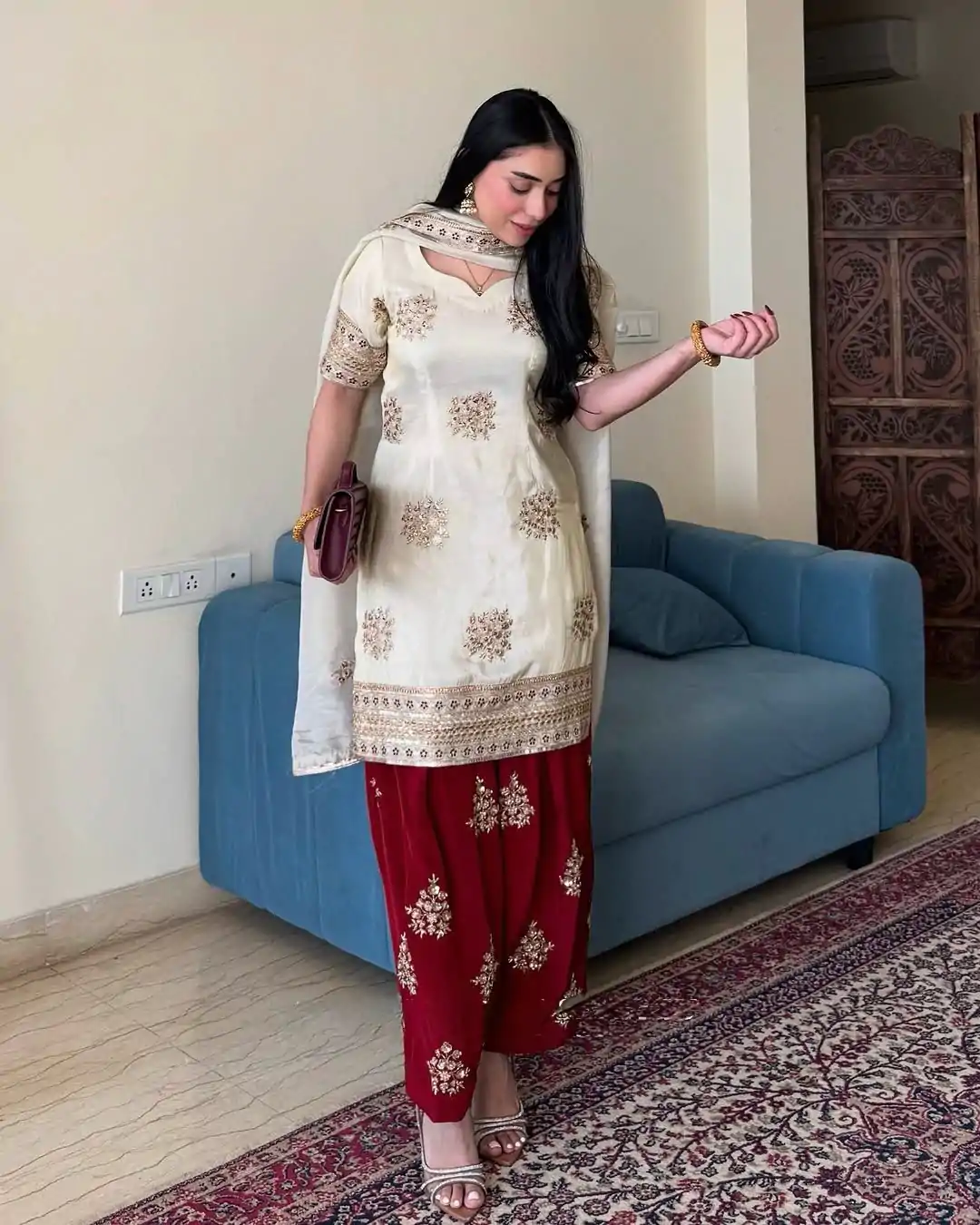 VLM 265 White Color Chinon Silk With Embroidery Work Salwar Suit Casual, Wedding, Party, Festive, Events Etc.4-6 Working Days@ 2049/-only | Jump Suits, Casual Suits, Creative suits, Designer Suits, Palazzo Suits, Party Wear Suits, Patiala Suits, Salwar suit, Straight Suits