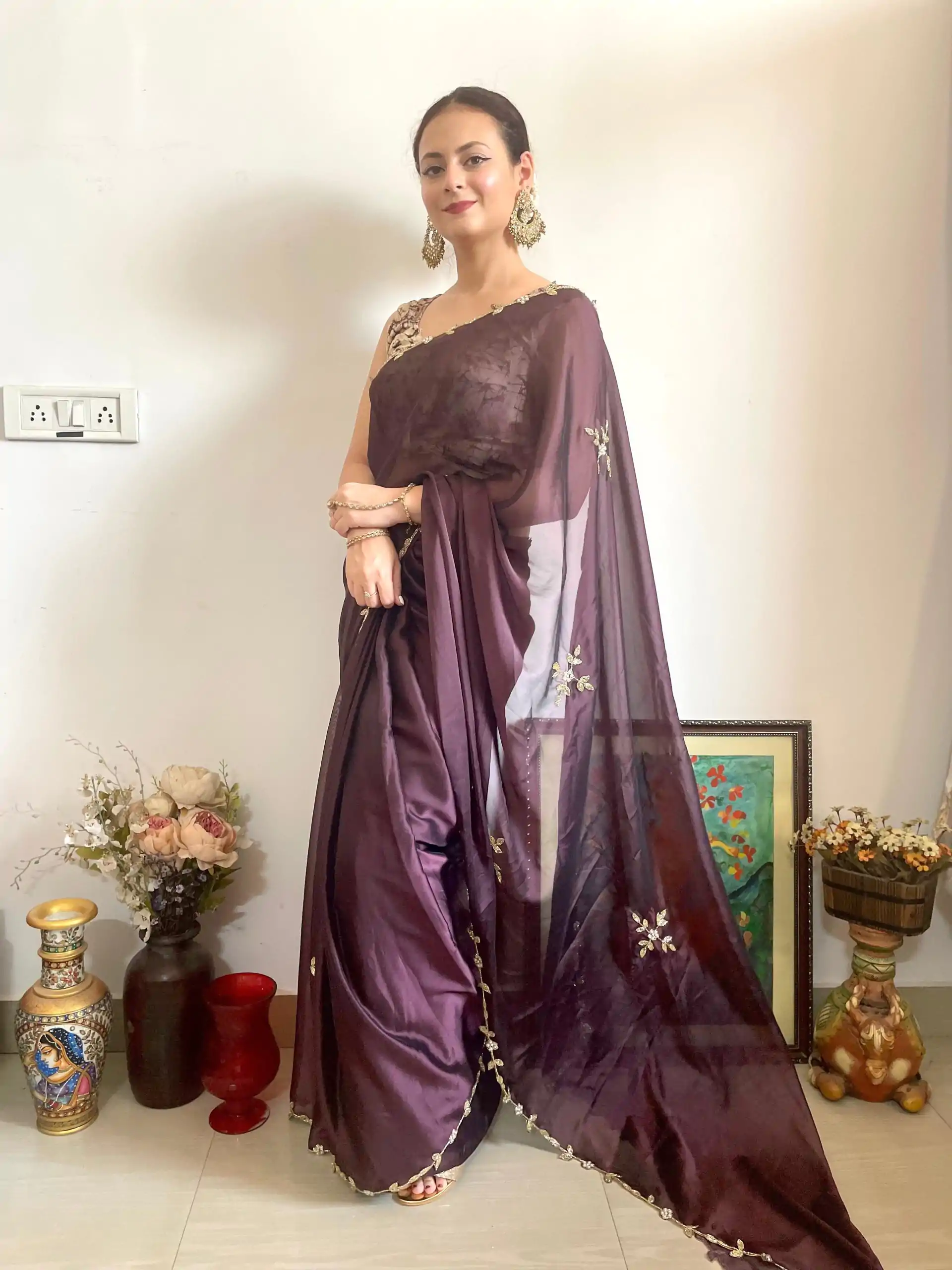  AC Resham Brown Color Rangoli Silk Handwork Cutwork Pearl Saree Casual, Wedding, Festive, Events . Expected Delivery  4-6 Working Days @1999/- only                                                                                                                                             | Bollywood Sarees, Creative Sarees, Designer Sarees, Embroidered Sarees, Ethnic Saree, Modern Digital sarees, Party Wear Sarees, Sarees