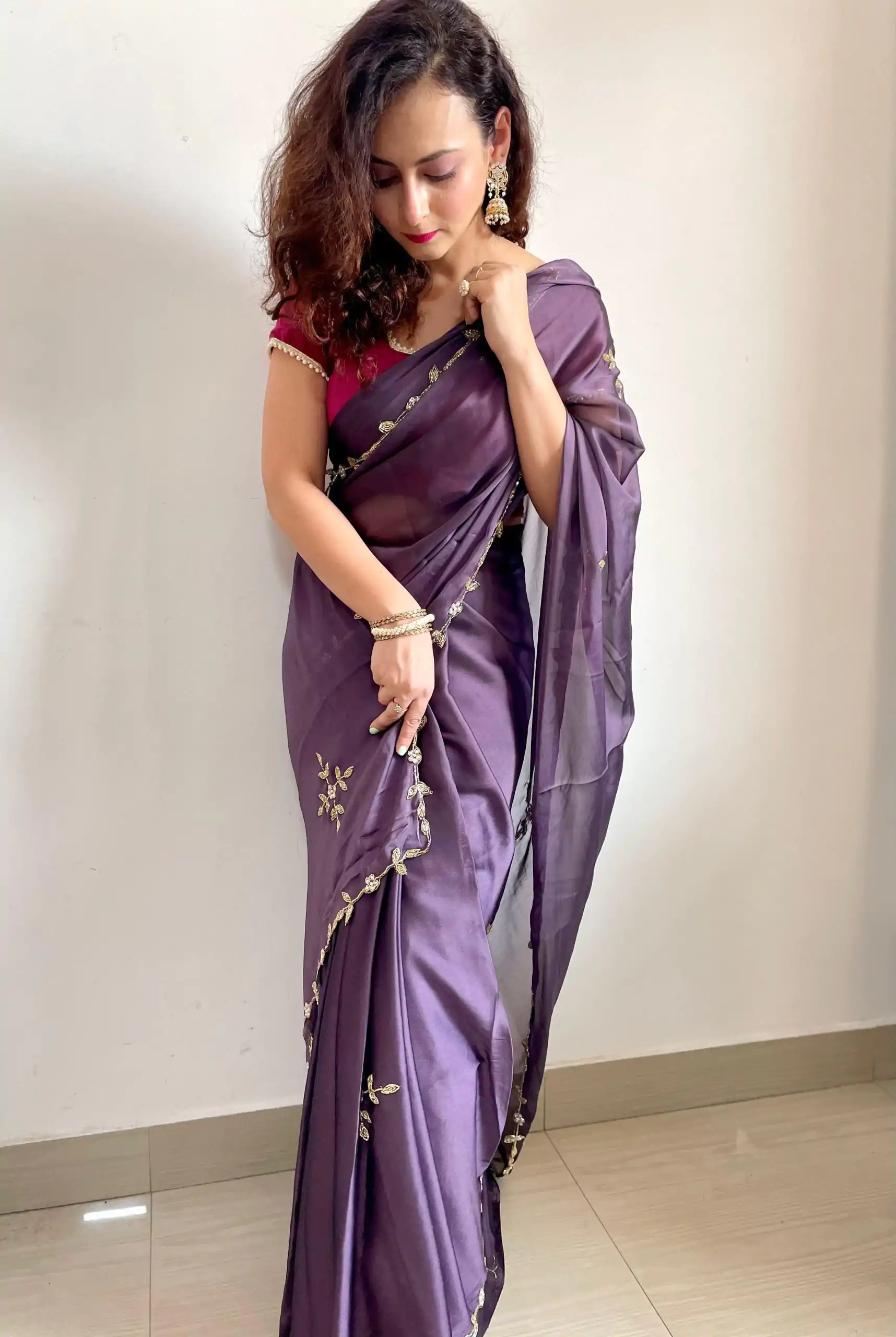  AC Resham Violet Color Rangoli Silk Handwork Cutwork Pearl Saree Casual, Wedding, Festive, Events . Expected Delivery  4-6 Working Days @1999/- only                                                                                                                                             | Bollywood Sarees, Creative Sarees, Designer Sarees, Embroidered Sarees, Ethnic Saree, Modern Digital sarees, Party Wear Sarees, Sarees
