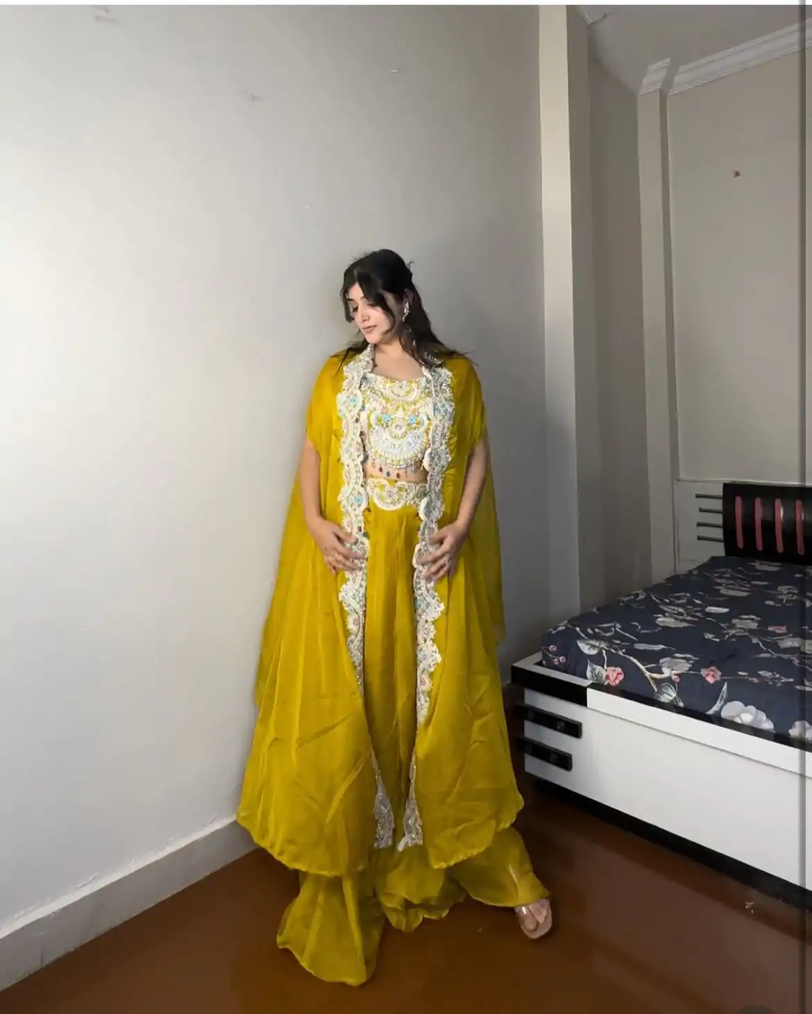 BE 338 Yellow Color Georgette Sequence Diamond Work Dhoti Suit Casual, Wedding, Festive, Events . Expected Delivery  4-6 Working Days @1999/- only      | Jump Suits, Casual Suits, Creative suits, Designer Suits, Palazzo Suits, Party Wear Suits, Patiala Suits, Salwar suit, Straight Suits