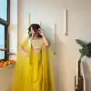 Yellow Georgette Sequence Work On Front Dhoti Suit