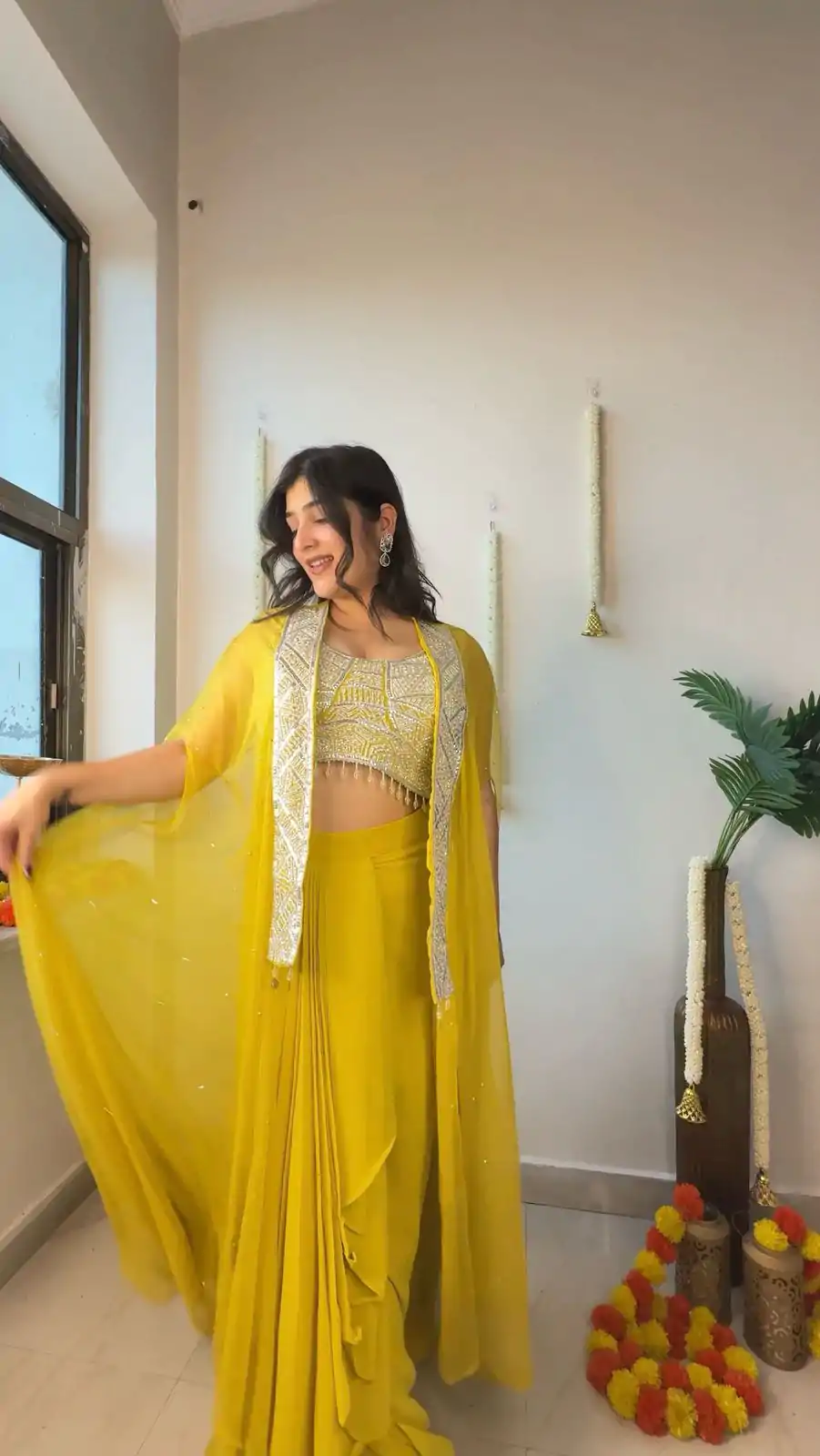 LG 1931 Yellow Color Georgette Sequence Work On Front Dhoti Suit Casual, Wedding, Festive, Events . Expected Delivery  4-6 Working Days @1999/- only      | Jump Suits, Casual Suits, Creative suits, Designer Suits, Palazzo Suits, Party Wear Suits, Patiala Suits, Salwar suit, Straight Suits