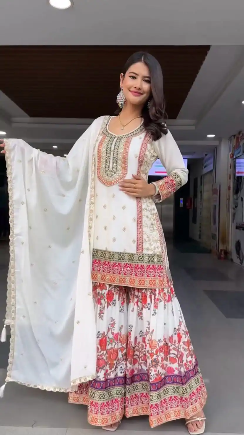 KF 1680 White Color Georgette Sequences Work Salwar Suit Casual, Wedding, Festive, Events . Expected Delivery  4-6 Working Days @2199/- only      | Jump Suits, Casual Suits, Creative suits, Designer Suits, Palazzo Suits, Party Wear Suits, Patiala Suits, Salwar suit, Straight Suits