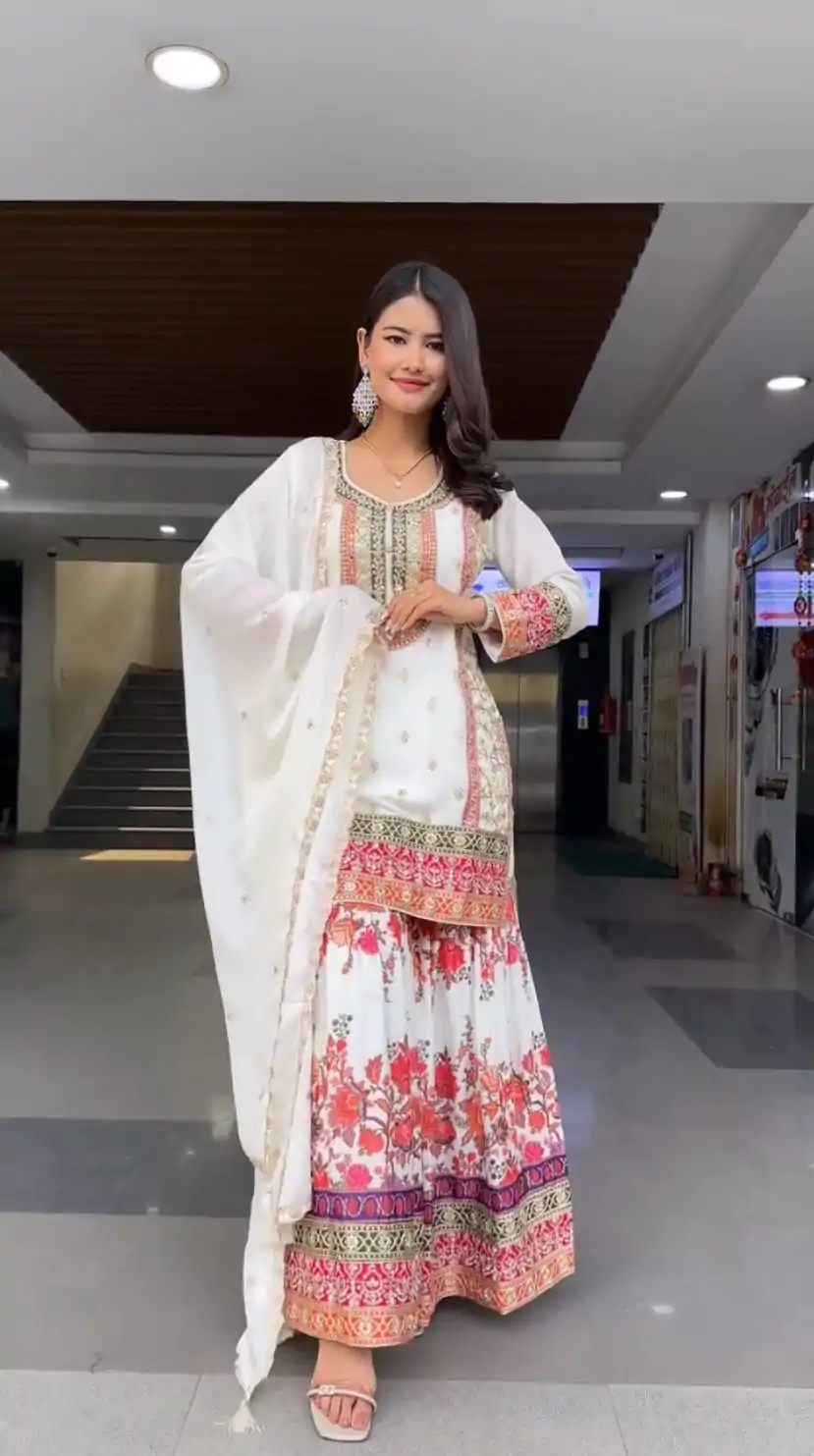 KF 1680 White Color Georgette Sequences Work Salwar Suit Casual, Wedding, Festive, Events . Expected Delivery  4-6 Working Days @2199/- only      | Jump Suits, Casual Suits, Creative suits, Designer Suits, Palazzo Suits, Party Wear Suits, Patiala Suits, Salwar suit, Straight Suits
