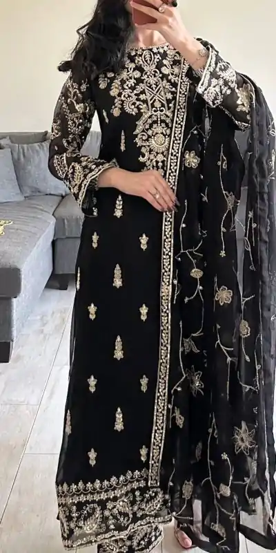 RTC 5853 Black Color Georgette thread with Sequence Salwar Suit Casual, Wedding, Festive, Events . Expected Delivery  4-6 Working Days @2299/- only      | Jump Suits, Casual Suits, Creative suits, Designer Suits, Palazzo Suits, Party Wear Suits, Patiala Suits, Salwar suit, Straight Suits
