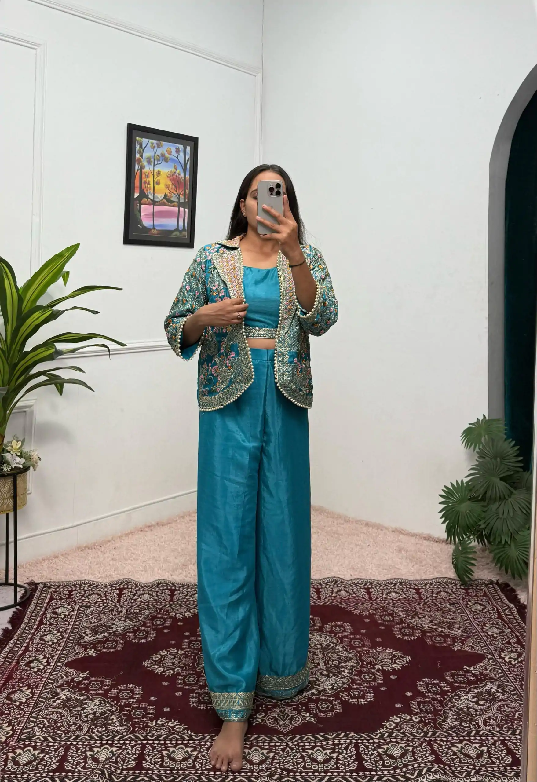 ST 1096 Blue Color Chinon Embroidery Work With Moti Lace Salwar Suit Casual, Wedding, Festive, Events . Expected Delivery  4-6 Working Days @1999/- only      | Jump Suits, Casual Suits, Creative suits, Designer Suits, Palazzo Suits, Party Wear Suits, Patiala Suits, Salwar suit, Straight Suits