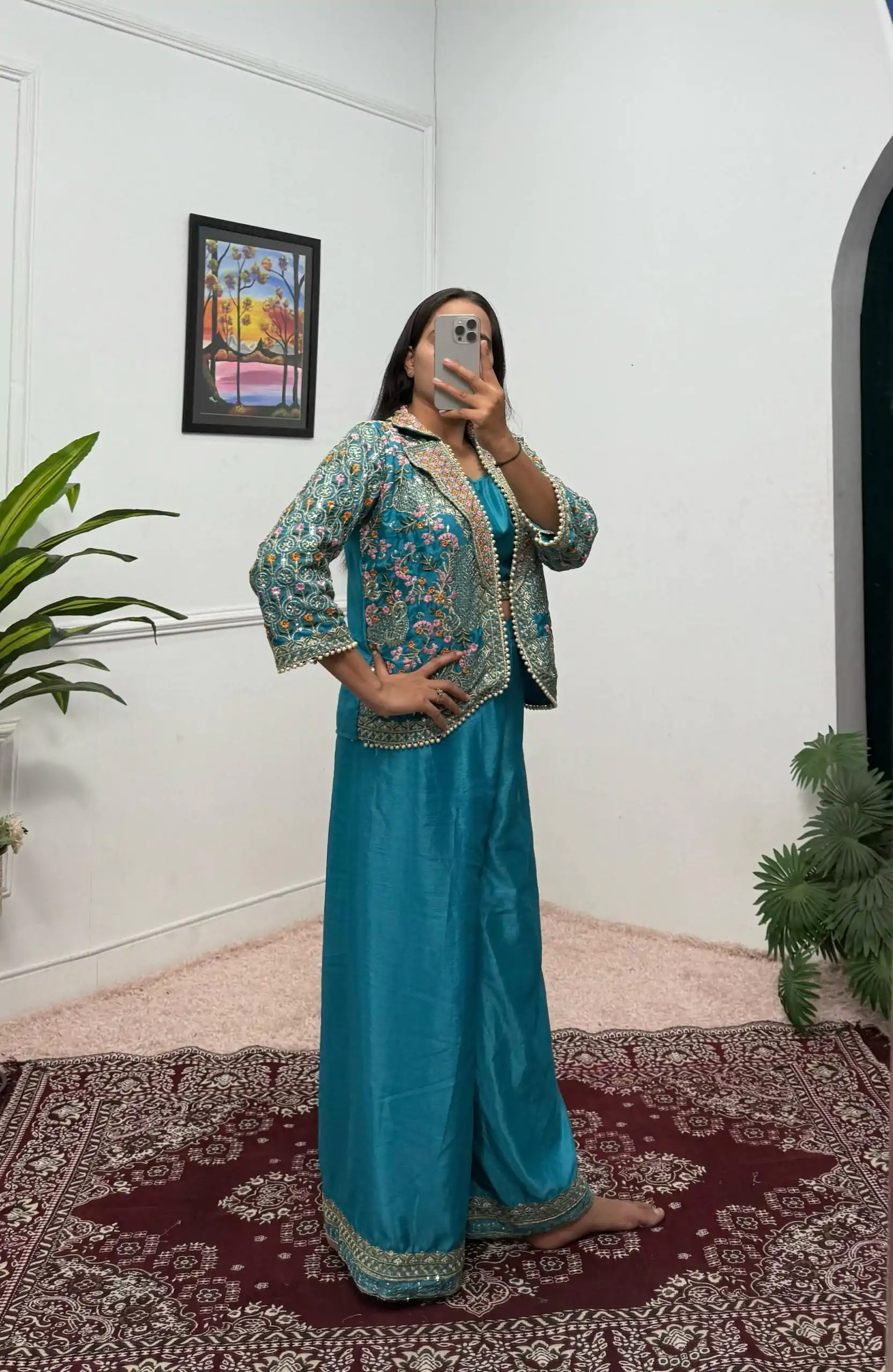 ST 1096 Blue Color Chinon Embroidery Work With Moti Lace Salwar Suit Casual, Wedding, Festive, Events . Expected Delivery  4-6 Working Days @1999/- only      | Jump Suits, Casual Suits, Creative suits, Designer Suits, Palazzo Suits, Party Wear Suits, Patiala Suits, Salwar suit, Straight Suits