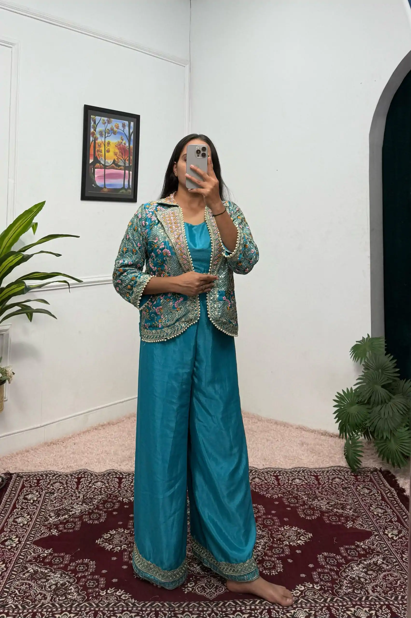 ST 1096 Blue Color Chinon Embroidery Work With Moti Lace Salwar Suit Casual, Wedding, Festive, Events . Expected Delivery  4-6 Working Days @1999/- only      | Jump Suits, Casual Suits, Creative suits, Designer Suits, Palazzo Suits, Party Wear Suits, Patiala Suits, Salwar suit, Straight Suits