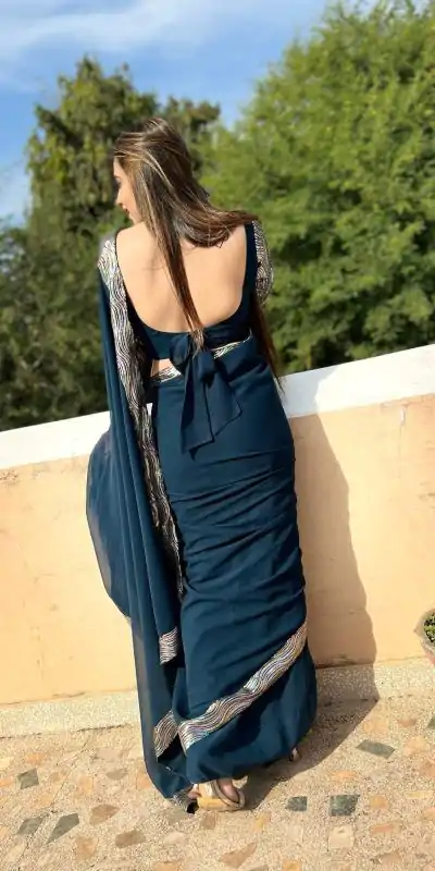 JR 579 Peacock Blue Color Georgette Sequence Work Lace Saree Casual, Wedding, Festive, Events . Expected Delivery  4-6 Working Days @1599/- only                                                                                                                                             | Bollywood Sarees, Creative Sarees, Designer Sarees, Embroidered Sarees, Ethnic Saree, Modern Digital sarees, Party Wear Sarees, Sarees