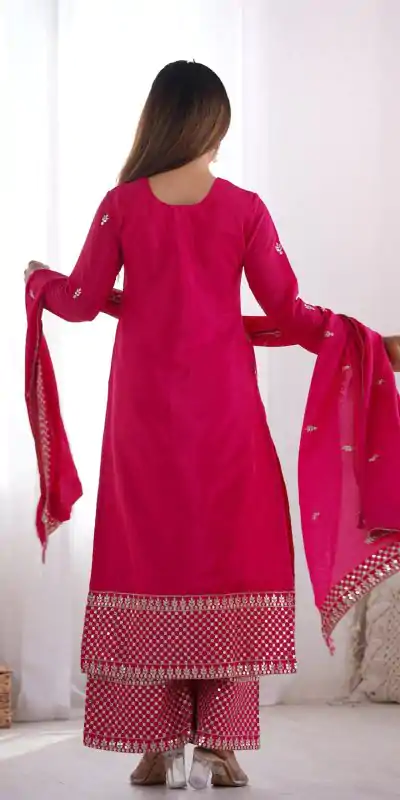 KB 282 Pink Color Chinon Silk Embroidery Jari Work Salwar Suit Casual, Wedding, Festive, Events . Expected Delivery  4-6 Working Days @1949/- only      | Jump Suits, Casual Suits, Creative suits, Designer Suits, Palazzo Suits, Party Wear Suits, Patiala Suits, Salwar suit, Straight Suits