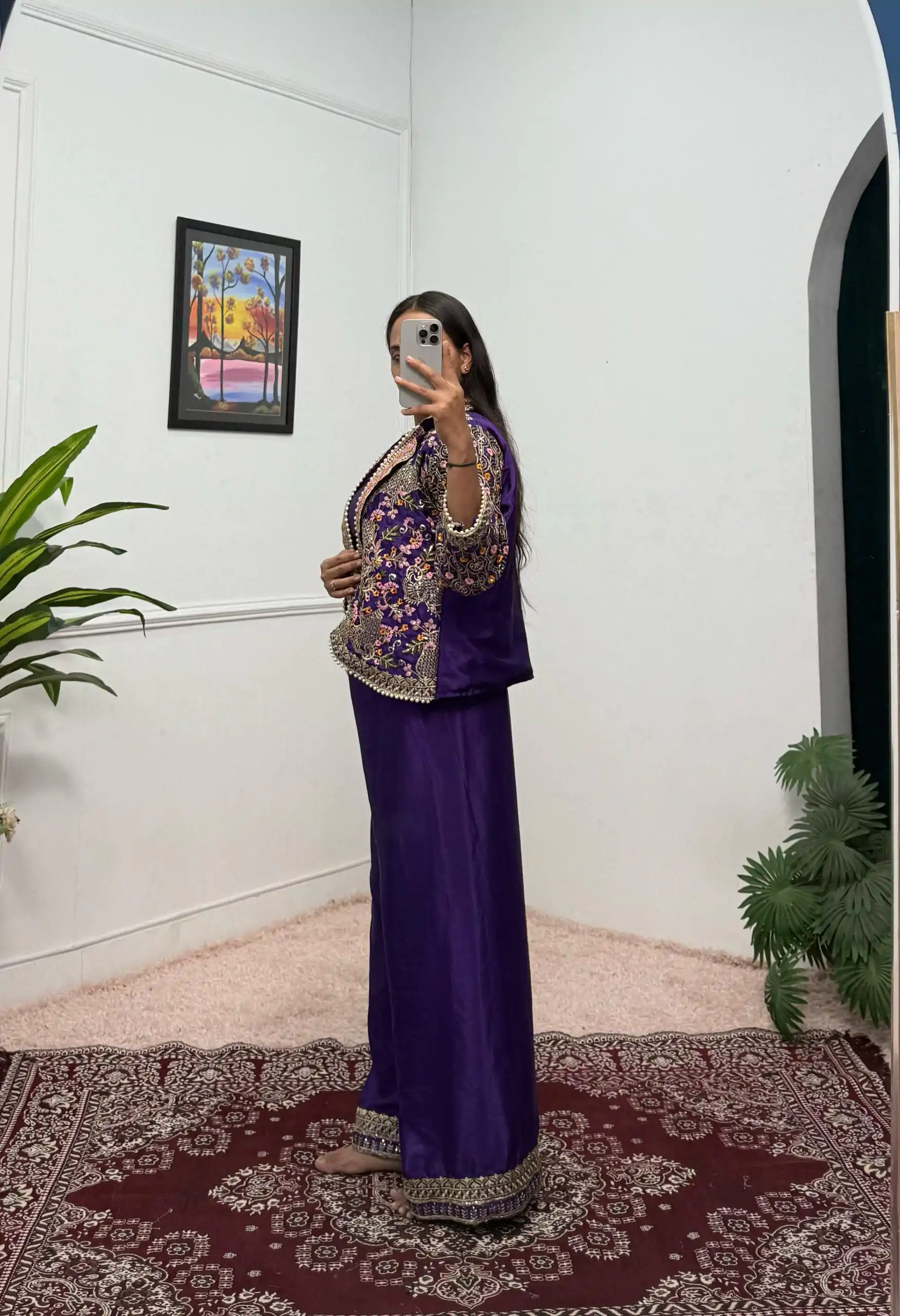 ST 1096 Purple Color Chinon Embroidery Work With Moti Lace Salwar Suit Casual, Wedding, Festive, Events . Expected Delivery  4-6 Working Days @1999/- only      | Jump Suits, Casual Suits, Creative suits, Designer Suits, Palazzo Suits, Party Wear Suits, Patiala Suits, Salwar suit, Straight Suits