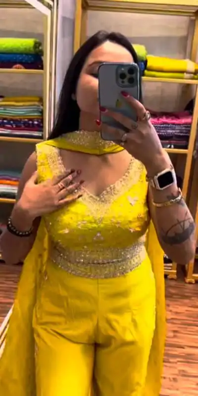 ST 1089 Yellow Color Chinon Embroidery Work Salwar Suit Casual, Wedding, Festive, Events . Expected Delivery  4-6 Working Days @1999/- only      | Jump Suits, Casual Suits, Creative suits, Designer Suits, Palazzo Suits, Party Wear Suits, Patiala Suits, Salwar suit, Straight Suits