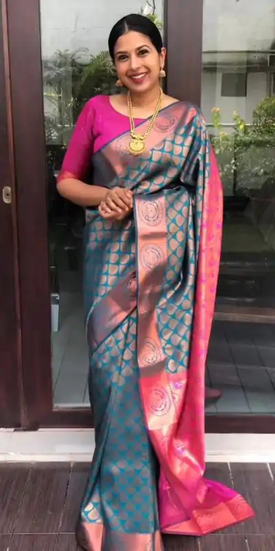 KP 4065 Blue Color Soft Litchi Silk jacquard Work On All Over Saree Casual, Wedding, Festive, Events . Expected Delivery  4-6 Working Days @1299/- only                                                                                                                                             | Bollywood Sarees, Creative Sarees, Designer Sarees, Embroidered Sarees, Ethnic Saree, Modern Digital sarees, Party Wear Sarees, Sarees