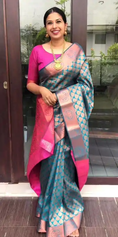 KP 4065 Blue Color Soft Litchi Silk jacquard Work On All Over Saree Casual, Wedding, Festive, Events . Expected Delivery  4-6 Working Days @1299/- only                                                                                                                                             | Bollywood Sarees, Creative Sarees, Designer Sarees, Embroidered Sarees, Ethnic Saree, Modern Digital sarees, Party Wear Sarees, Sarees