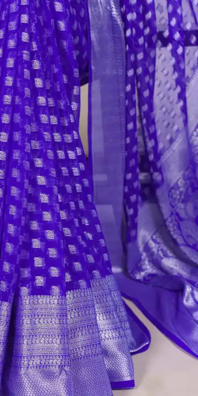 YNF 7901 Royal Blue Color Nylon Georgette Zari Weaving Work Saree Casual, Wedding, Festive, Events . Expected Delivery  4-6 Working Days @1599/- only                                                                                                                                           | Bollywood Sarees, Creative Sarees, Designer Sarees, Embroidered Sarees, Ethnic Saree, Modern Digital sarees, Party Wear Sarees, Sarees