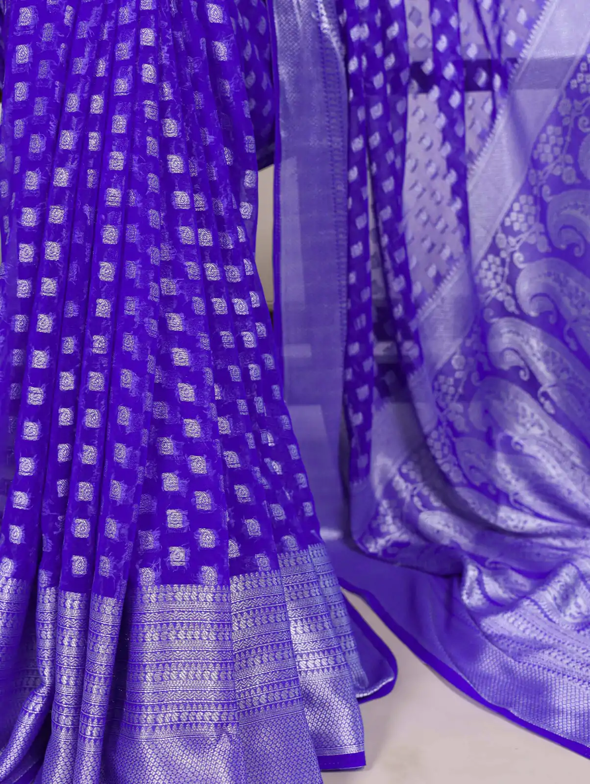 YNF 7901 Royal Blue Color Nylon Georgette Zari Weaving Work Saree Casual, Wedding, Festive, Events . Expected Delivery  4-6 Working Days @1599/- only                                                                                                                                           | Bollywood Sarees, Creative Sarees, Designer Sarees, Embroidered Sarees, Ethnic Saree, Modern Digital sarees, Party Wear Sarees, Sarees