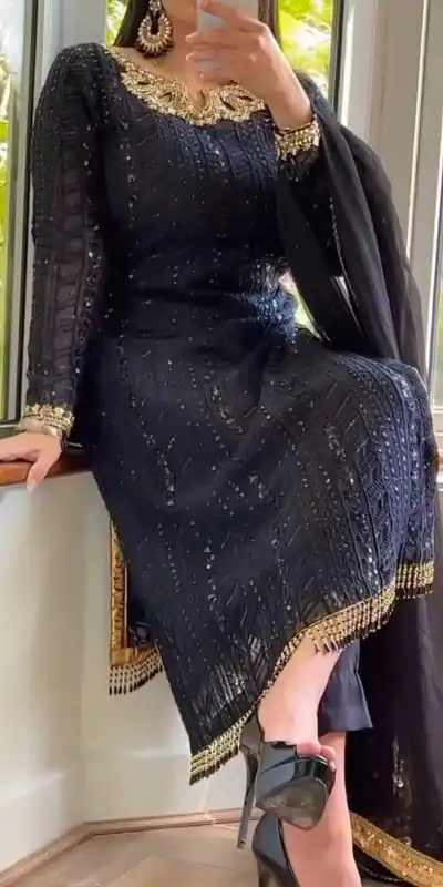 RTC 5702 Black Color Georgette Thread Sequence Work Salwar Suit Wedding, Party, Festive, Events Etc. Expected Delivery 4-6 Working Days @2099/- | Jump Suits, Casual Suits, Creative suits, Designer Suits, Palazzo Suits, Party Wear Suits, Patiala Suits, Salwar suit, Straight Suits