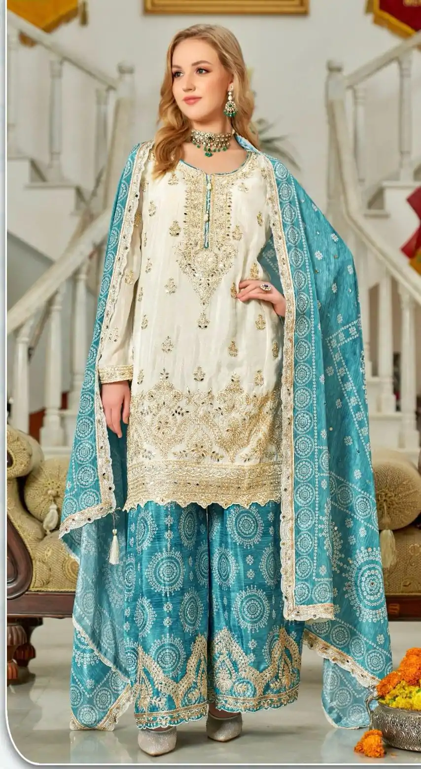 KF 1679 Blue Color Chinon Sequence Mirror Hand Work Salwar Suit Casual, Wedding, Festive, Events . Expected Delivery  4-6 Working Days @2299/- only      | Jump Suits, Casual Suits, Creative suits, Designer Suits, Palazzo Suits, Party Wear Suits, Patiala Suits, Salwar suit, Straight Suits