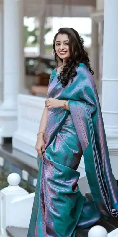 KP 5016 Blue Color Soft Litchi Silk jacquard Work On All Over Saree Casual, Wedding, Festive, Events . Expected Delivery  4-6 Working Days @1399/- only                                                                                                                                             | Bollywood Sarees, Creative Sarees, Designer Sarees, Embroidered Sarees, Ethnic Saree, Modern Digital sarees, Party Wear Sarees, Sarees