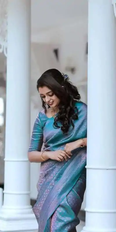 KP 5016 Blue Color Soft Litchi Silk jacquard Work On All Over Saree Casual, Wedding, Festive, Events . Expected Delivery  4-6 Working Days @1399/- only                                                                                                                                             | Bollywood Sarees, Creative Sarees, Designer Sarees, Embroidered Sarees, Ethnic Saree, Modern Digital sarees, Party Wear Sarees, Sarees