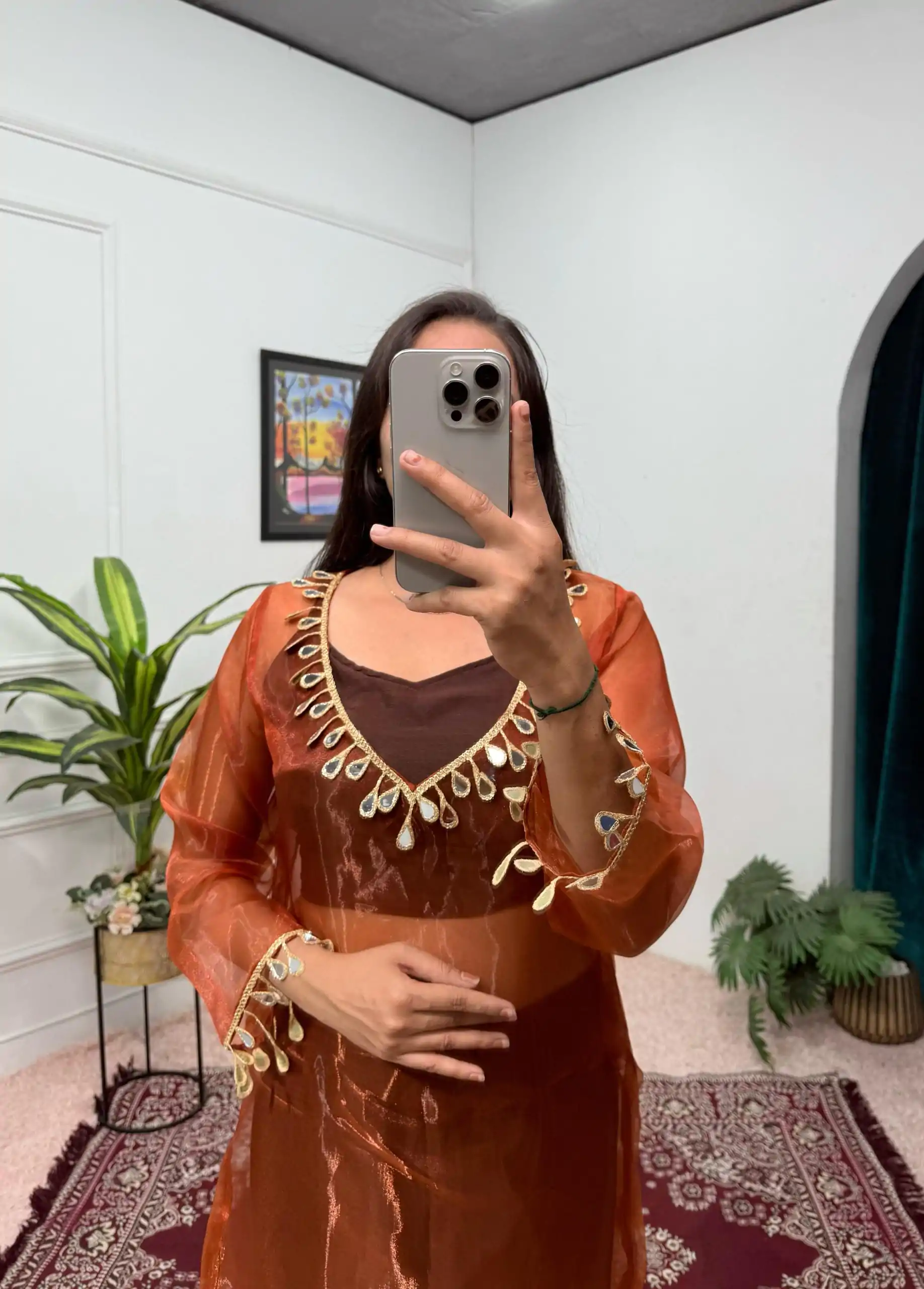 ST 1100 Brown Color Organza Mirror Lace Work Salwar Suit Casual, Wedding, Festive, Events . Expected Delivery  4-6 Working Days @1699/- only      | Jump Suits, Casual Suits, Creative suits, Designer Suits, Palazzo Suits, Party Wear Suits, Patiala Suits, Salwar suit, Straight Suits