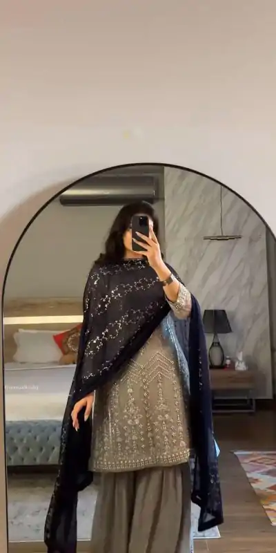 SRK 5246 Grey Color Faux Georgette Embroidery Sequence Beads Work Salwar Suit Casual, Wedding, Party, Festive, Events Etc.4-6 Working Days@ 2099/-only | Jump Suits, Casual Suits, Creative suits, Designer Suits, Palazzo Suits, Party Wear Suits, Patiala Suits, Salwar suit, Straight Suits