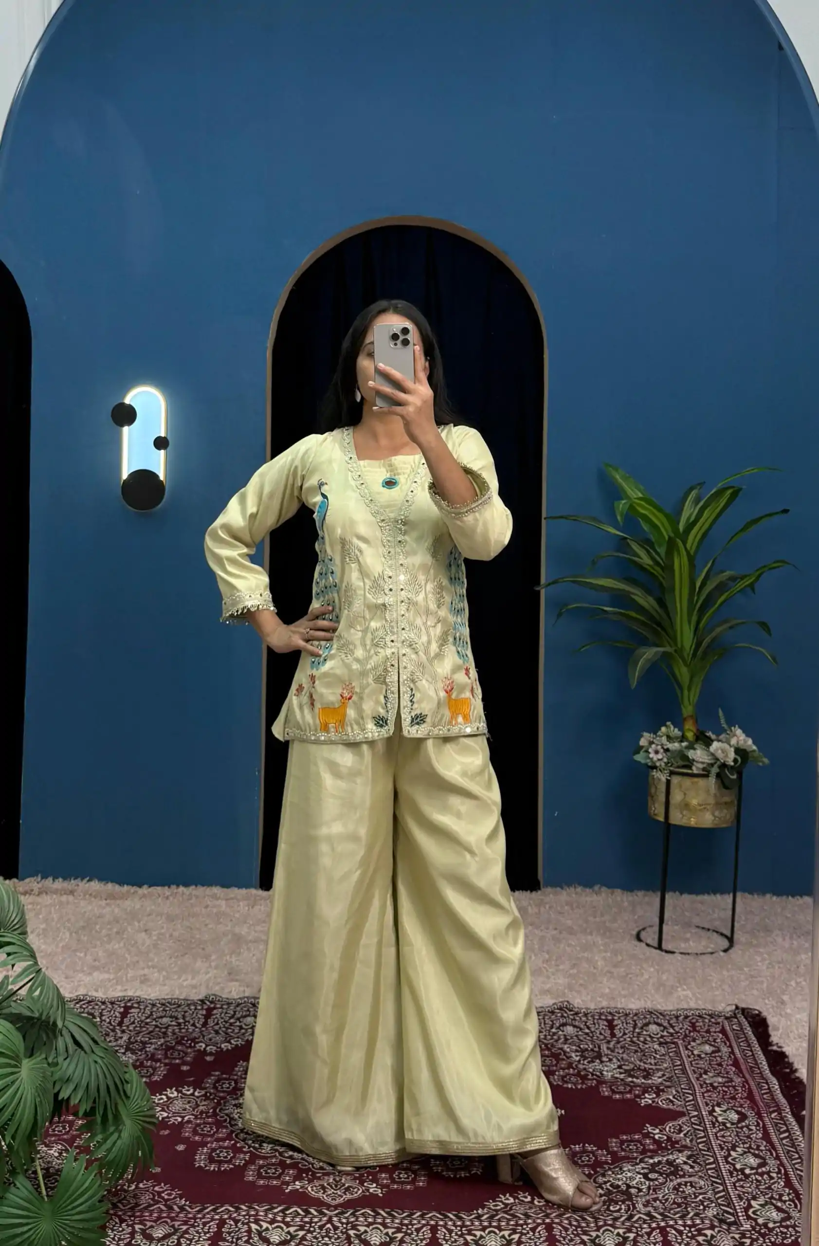 ST 1095 Light Pista Color Shimmer Embroidery Moti With Mirror Salwar Suit Casual, Wedding, Party, Festive, Events Etc.4-6 Working Days@ 1899/-only | Jump Suits, Casual Suits, Creative suits, Designer Suits, Palazzo Suits, Party Wear Suits, Patiala Suits, Salwar suit, Straight Suits