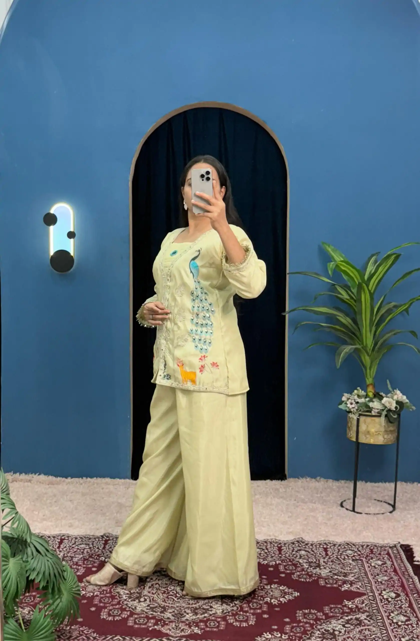 ST 1095 Light Pista Color Shimmer Embroidery Moti With Mirror Salwar Suit Casual, Wedding, Party, Festive, Events Etc.4-6 Working Days@ 1899/-only | Jump Suits, Casual Suits, Creative suits, Designer Suits, Palazzo Suits, Party Wear Suits, Patiala Suits, Salwar suit, Straight Suits