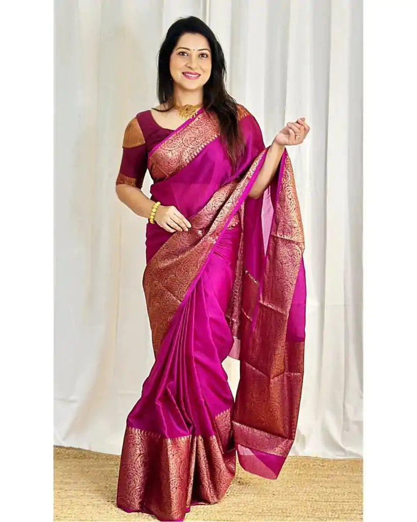 KP 3042 Pink Color Soft Litchi Silk Jacquard Work Saree Casual, Wedding, Festive, Events . Expected Delivery  4-6 Working Days @1349/- only                                                                                                                                           | Bollywood Sarees, Creative Sarees, Designer Sarees, Embroidered Sarees, Ethnic Saree, Modern Digital sarees, Party Wear Sarees, Sarees