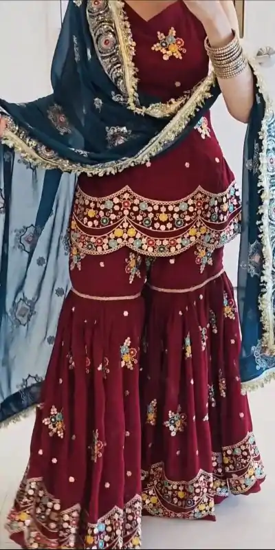 NSR 844 Red Color Georgette Sequence Work Salwar Suit Casual, Wedding, Festive, Events . Expected Delivery  4-6 Working Days @2199/- only      | Jump Suits, Casual Suits, Creative suits, Designer Suits, Palazzo Suits, Party Wear Suits, Patiala Suits, Salwar suit, Straight Suits