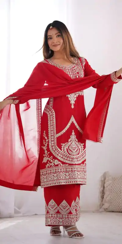 KB 280 Red Color Vichitra Silk Embroidery Sequence Salwar Suit Casual, Wedding, Party, Festive, Events Etc.4-6 Working Days@ 1969/-only | Jump Suits, Casual Suits, Creative suits, Designer Suits, Palazzo Suits, Party Wear Suits, Patiala Suits, Salwar suit, Straight Suits