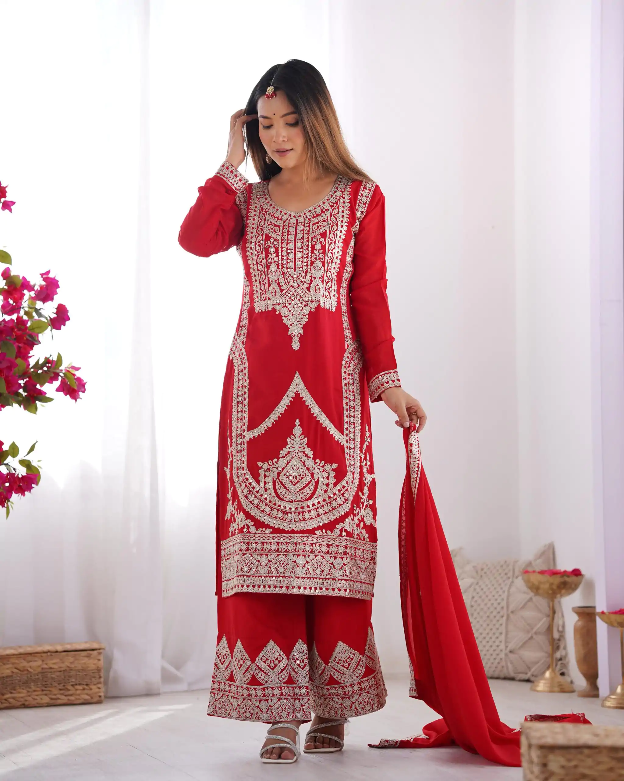 KB 280 Red Color Vichitra Silk Embroidery Sequence Salwar Suit Casual, Wedding, Party, Festive, Events Etc.4-6 Working Days@ 1969/-only | Jump Suits, Casual Suits, Creative suits, Designer Suits, Palazzo Suits, Party Wear Suits, Patiala Suits, Salwar suit, Straight Suits