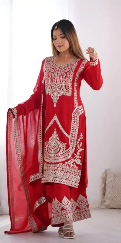 KB 280 Red Color Vichitra Silk Embroidery Sequence Salwar Suit Casual, Wedding, Party, Festive, Events Etc.4-6 Working Days@ 1969/-only | Jump Suits, Casual Suits, Creative suits, Designer Suits, Palazzo Suits, Party Wear Suits, Patiala Suits, Salwar suit, Straight Suits
