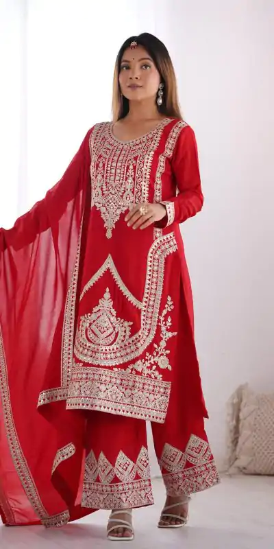 KB 280 Red Color Vichitra Silk Embroidery Sequence Salwar Suit Casual, Wedding, Party, Festive, Events Etc.4-6 Working Days@ 1969/-only | Jump Suits, Casual Suits, Creative suits, Designer Suits, Palazzo Suits, Party Wear Suits, Patiala Suits, Salwar suit, Straight Suits