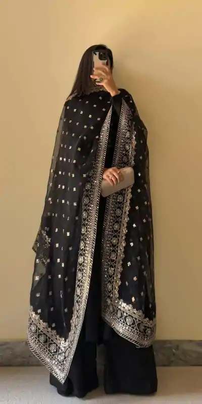 KD 1502 Black Chinon Silk With Inner Plain Anarkali Gown Casual, Wedding, Festive, Events . Expected Delivery  4-6 Working Days @1999/- only      | Jump Suits, Casual Suits, Creative suits, Designer Suits, Palazzo Suits, Party Wear Suits, Patiala Suits, Salwar suit, Straight Suits