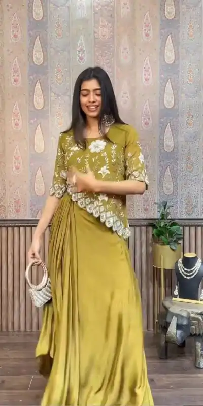 LG 1937 Mehndi Color Chinon Sequence Work Skirt Suit Casual, Wedding, Festive, Events . Expected Delivery  4-6 Working Days @1999/- only      | Jump Suits, Casual Suits, Creative suits, Designer Suits, Palazzo Suits, Party Wear Suits, Patiala Suits, Salwar suit, Straight Suits