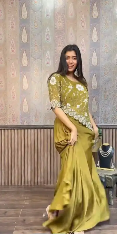 LG 1937 Mehndi Color Chinon Sequence Work Skirt Suit Casual, Wedding, Festive, Events . Expected Delivery  4-6 Working Days @1999/- only      | Jump Suits, Casual Suits, Creative suits, Designer Suits, Palazzo Suits, Party Wear Suits, Patiala Suits, Salwar suit, Straight Suits