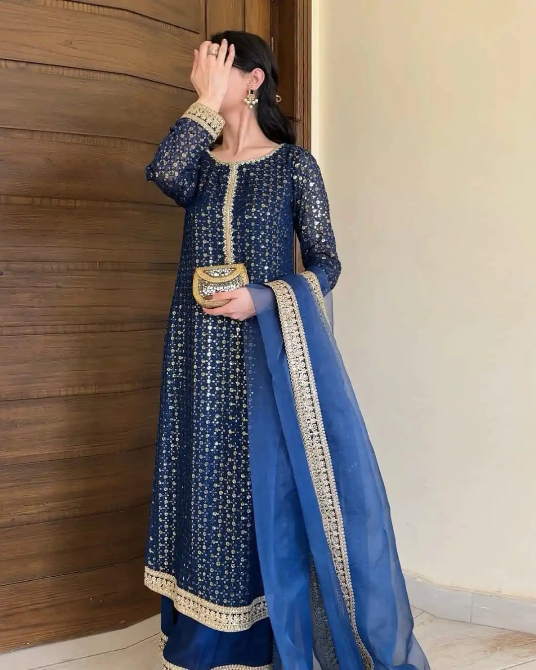 RTC 5850 Navy Blue Color Foix Georgette Thread With Sequence Salwar Suit Casual, Wedding, Party, Festive, Events Etc.4-6 Working Days@ 2149/-only | Jump Suits, Casual Suits, Creative suits, Designer Suits, Palazzo Suits, Party Wear Suits, Patiala Suits, Salwar suit, Straight Suits