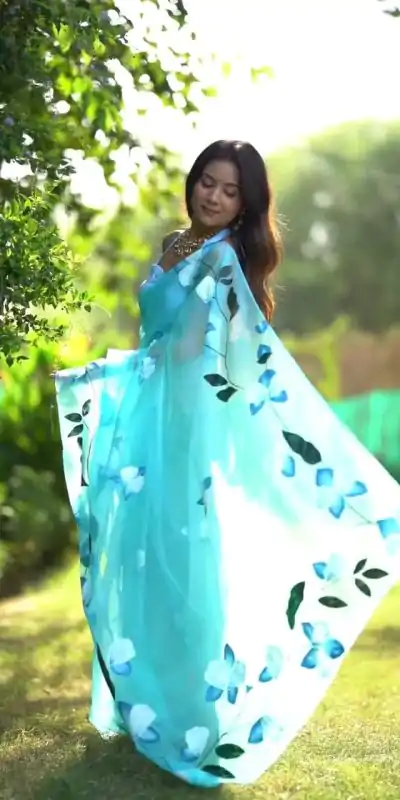 SC 407Sky Blue Color Soft Organza Silk Ready To Wear Saree Casual, Wedding, Festive, Events . Expected Delivery  4-6 Working Days @1599/- only                                                                                                                                           | Bollywood Sarees, Creative Sarees, Designer Sarees, Embroidered Sarees, Ethnic Saree, Modern Digital sarees, Party Wear Sarees, Sarees