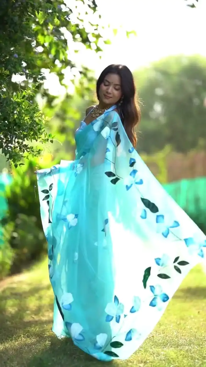 SC 407Sky Blue Color Soft Organza Silk Ready To Wear Saree Casual, Wedding, Festive, Events . Expected Delivery  4-6 Working Days @1599/- only                                                                                                                                           | Bollywood Sarees, Creative Sarees, Designer Sarees, Embroidered Sarees, Ethnic Saree, Modern Digital sarees, Party Wear Sarees, Sarees