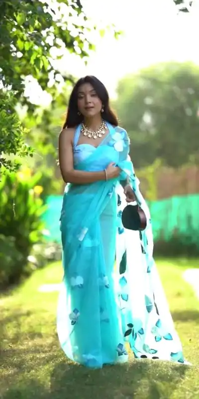 SC 407Sky Blue Color Soft Organza Silk Ready To Wear Saree Casual, Wedding, Festive, Events . Expected Delivery  4-6 Working Days @1599/- only                                                                                                                                           | Bollywood Sarees, Creative Sarees, Designer Sarees, Embroidered Sarees, Ethnic Saree, Modern Digital sarees, Party Wear Sarees, Sarees
