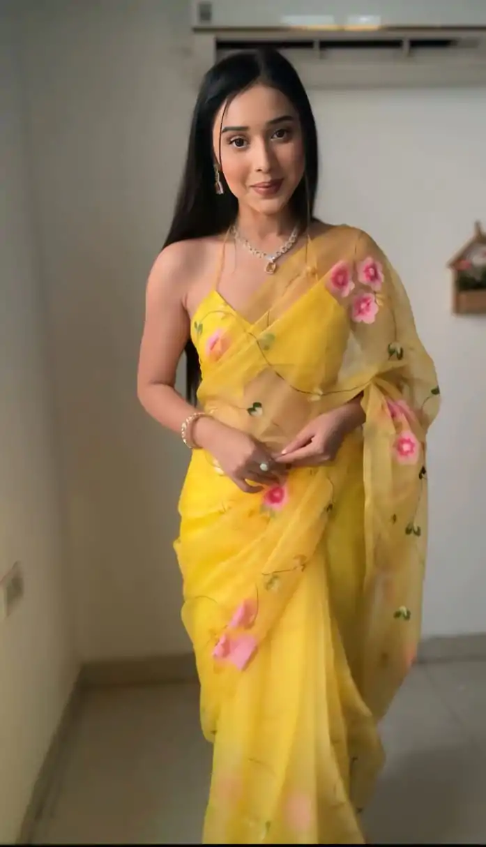 SC 236 Yellow Color Soft Organza Silk Ready To Wear Saree Casual, Wedding, Festive, Events . Expected Delivery  4-6 Working Days @1549/- only                                                                                                                                             | Bollywood Sarees, Creative Sarees, Designer Sarees, Embroidered Sarees, Ethnic Saree, Modern Digital sarees, Party Wear Sarees, Sarees