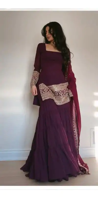 RTC 5662 Wine Color Georgette Thread Sequence Salwar Suit Casual, Wedding, Festive, Events . Expected Delivery  4-6 Working Days @1949/- only      | Jump Suits, Casual Suits, Creative suits, Designer Suits, Palazzo Suits, Party Wear Suits, Patiala Suits, Salwar suit, Straight Suits